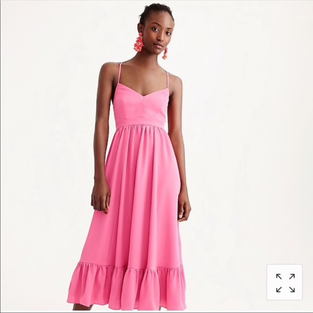 J. Crew Spaghetti-Strap Midi Dress in Pink and Blue - Picture 3 of 9